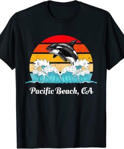 Vintage Pacific Beach CA Distressed Orca Killer Whale Art T-Shirt