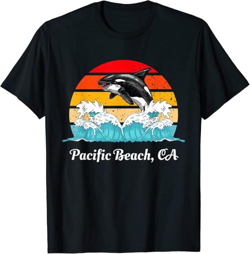 Vintage Pacific Beach CA Distressed Orca Killer Whale Art T-Shirt