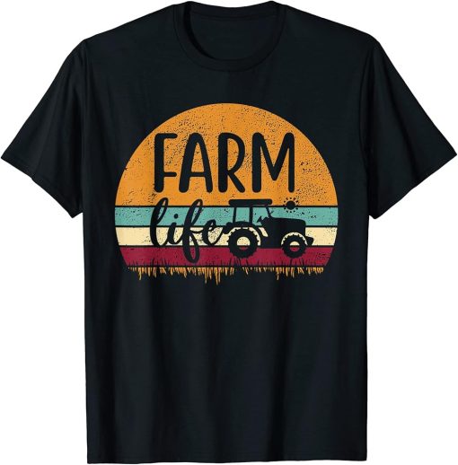 Retro Vintage Farm Life Farming Tractor Family Farmer Gift T-Shirt