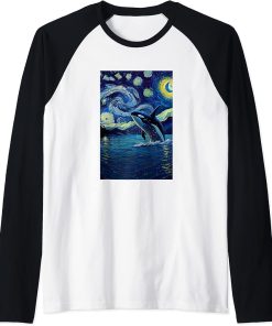 in Starry Night Painting Raglan Baseball Tee