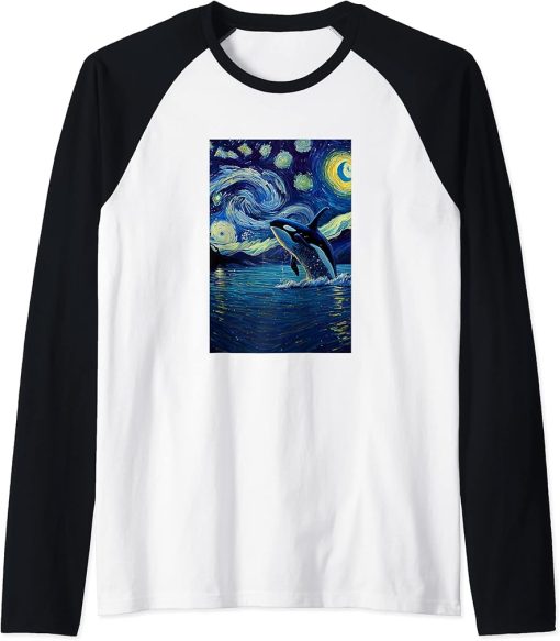 in Starry Night Painting Raglan Baseball Tee