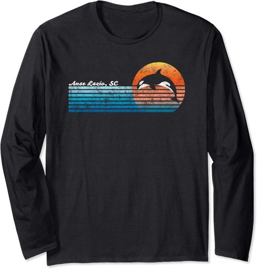 Vintage Anse Lazio, Retro 80s Orca Sunset Long Sleeve T-Shirt